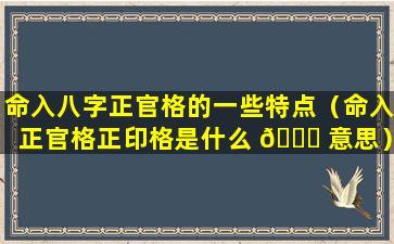 命入八字正官格的一些特点（命入正官格正印格是什么 🕊 意思）